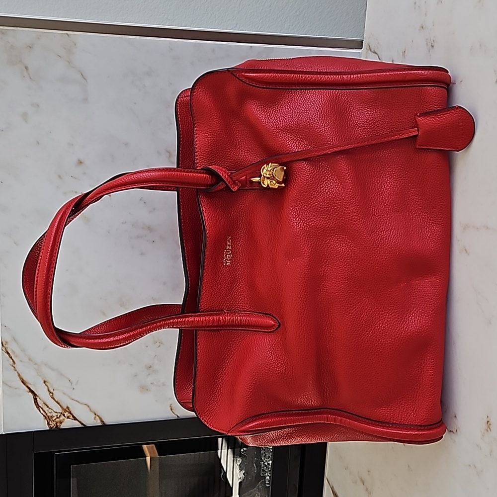 Alexander McQueen Skull Padlock Red Leather Satchel Large Bag